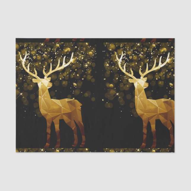 Golden Polygon Geometric Deer Tissue Paper (Front)