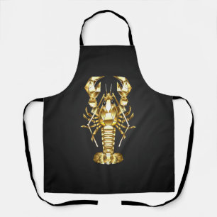 Golden polygonal lobster crawfish on black apron