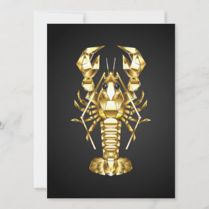 Golden polygonal lobster crawfish on black card