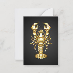 Golden polygonal lobster crawfish on black card