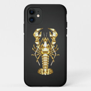 Golden polygonal lobster crawfish on black iPhone 11 case