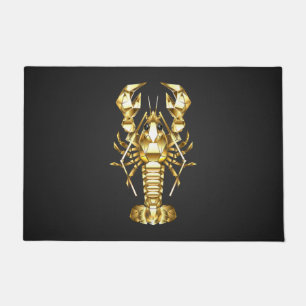 Golden polygonal lobster crawfish on black doormat