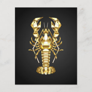 Golden polygonal lobster crawfish on black flyer