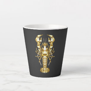 Golden polygonal lobster crawfish on black latte mug
