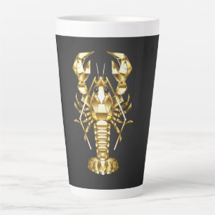 Golden polygonal lobster crawfish on black latte mug