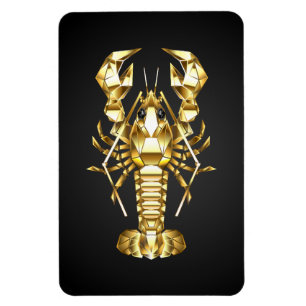 Golden polygonal lobster crawfish on black magnet