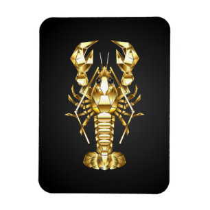 Golden polygonal lobster crawfish on black magnet