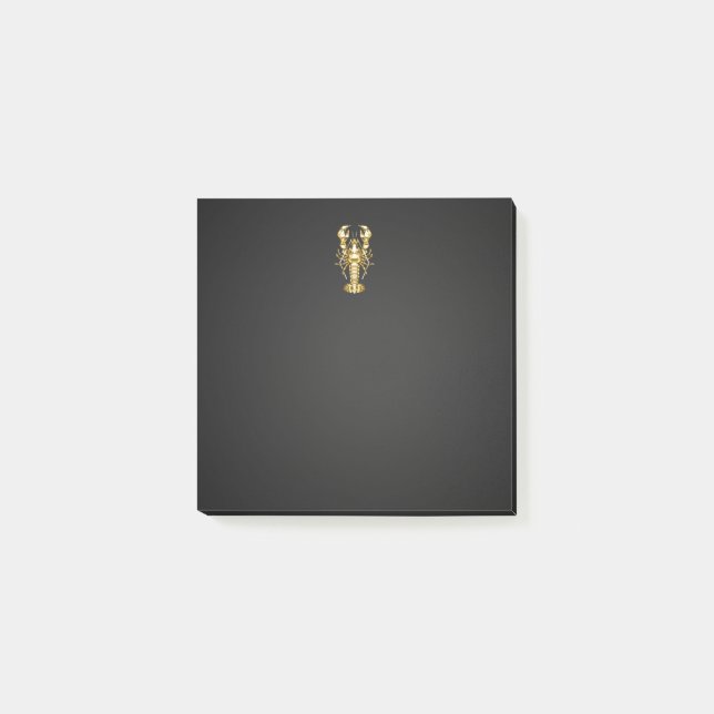 Golden polygonal lobster crawfish on black post-it notes (Front)