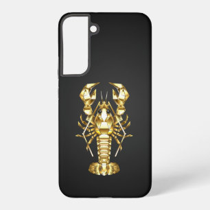 Golden polygonal lobster crawfish on black samsung galaxy case