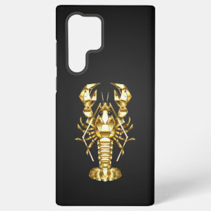 Golden polygonal lobster crawfish on black samsung galaxy case