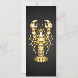 Golden polygonal lobster crawfish on black save the date