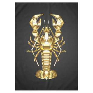 Golden polygonal lobster crawfish on black tablecloth