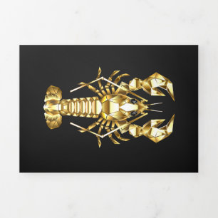 Golden polygonal lobster crawfish on black Tri-Fold programme