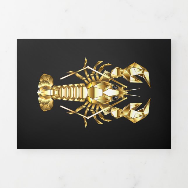 Golden polygonal lobster crawfish on black Tri-Fold programme (Cover)