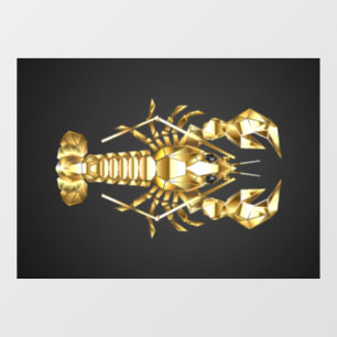 Golden polygonal lobster crawfish on black window cling