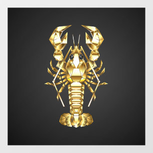 Golden polygonal lobster crawfish on black window cling