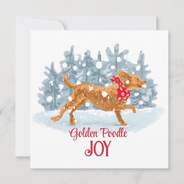 Golden poodle Christmas Card (Front)