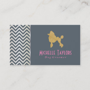Golden Poodle Luxury Groomer (grey & pink) Business Card