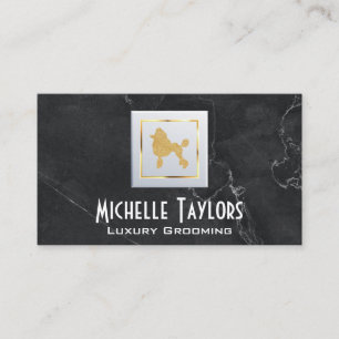 Golden Poodle Luxury Grooming Black Marble Business Card