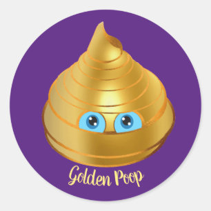 Golden Poop Emoji Classic Round Sticker