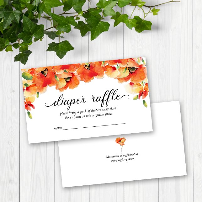 Golden Poppy Baby Shower Diaper Raffle Enclosure Card (Golden Poppy Baby Shower Diaper Raffle Enclosure Cards)