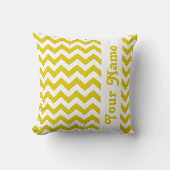 Golden Poppy Safari Chevron with custom text Cushion (Front)