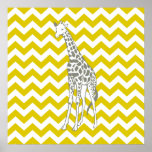 Golden Poppy Safari Chevron with Pop Art Giraffe Poster<br><div class="desc">Mod Chevron pattern in Emporio Moffa's Safari Moods colour palette,  with pop art giraffe on one side.</div>