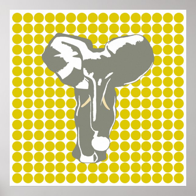 Golden Poppy Safari Dot with Pop Art Elephant Poster (Front)