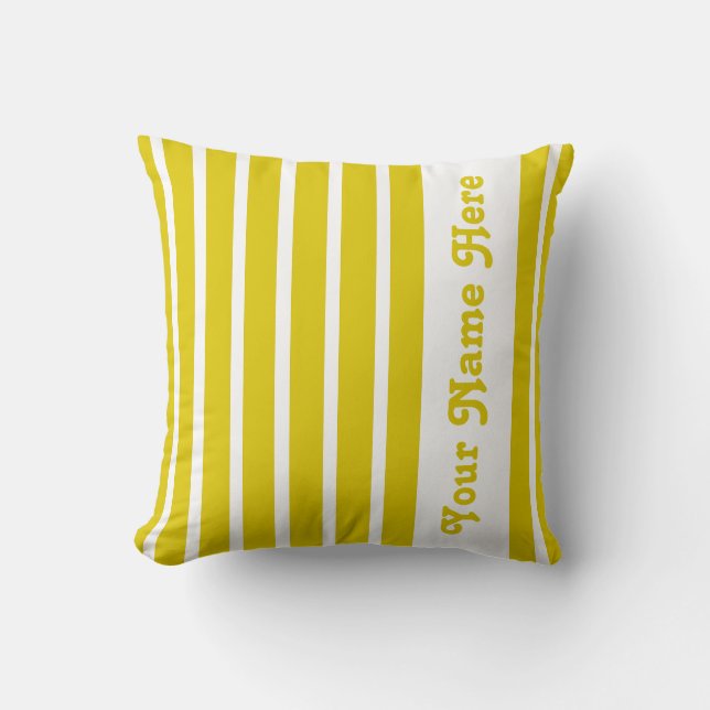 Golden Poppy Safari Stripe Pillow with name (Front)