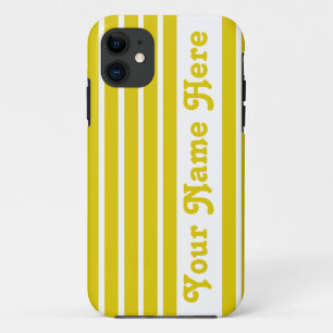 Golden Poppy Safari Stripe with name iPhone 11 Case