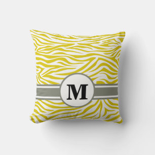 Golden Poppy Safari Zebra with Monogram Cushion