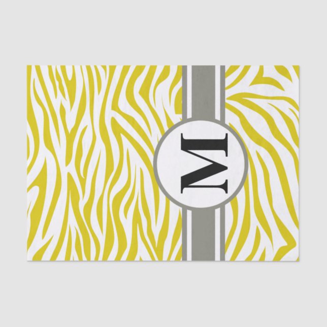 Golden Poppy Safari Zebra with monogram Tissue Paper (Front)