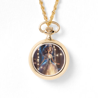 Golden princess locket for girls watch