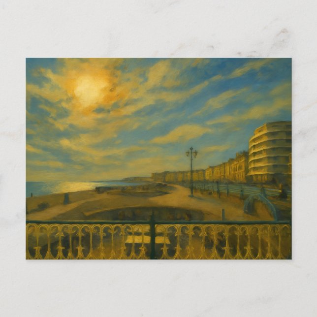 Golden Promenade – Brighton Seafront Sunset Postcard (Front)