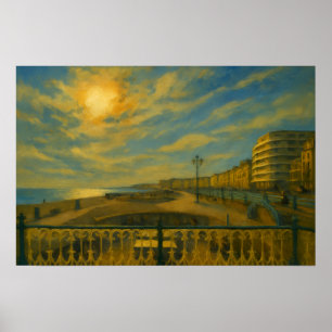 Golden Promenade – Brighton Seafront Sunset Poster
