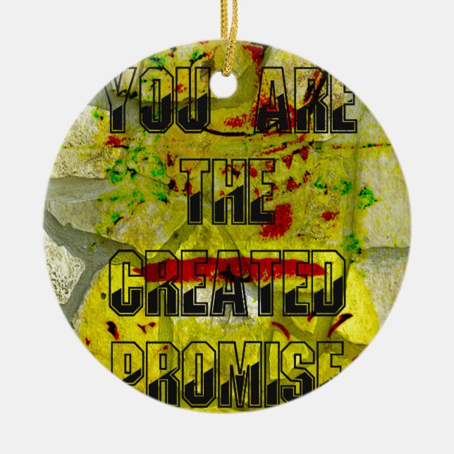 Golden Promise: The Golden Script of Destiny Ceramic Tree Decoration (Front)