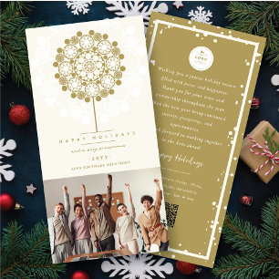 Golden Prosperous Bloom Your Logo Photo Business Holiday Card