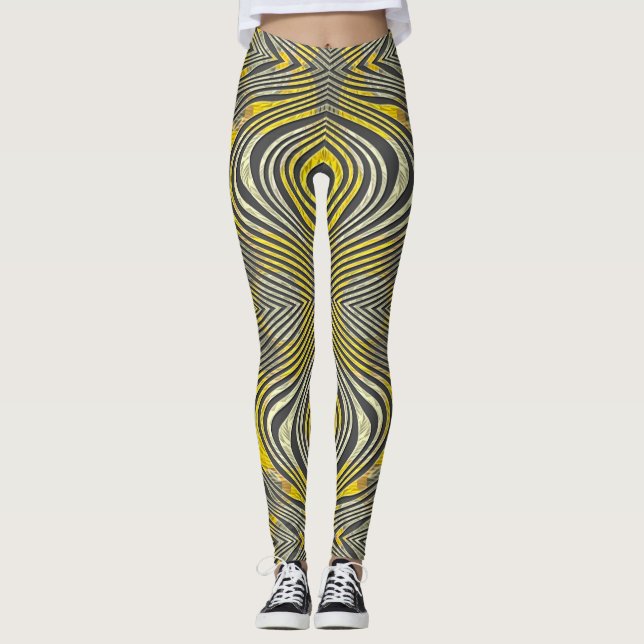 "Golden Pulse Illusion Leggings" Leggings (Front)