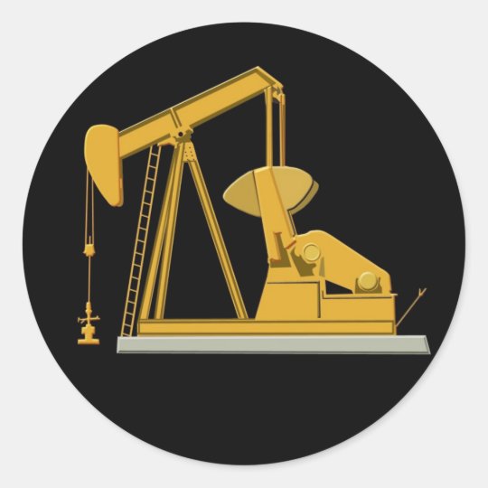 Golden Pumpjack Classic Round Sticker Zazzle.co.uk