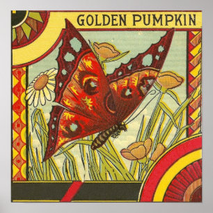 Golden Pumpkin Vintage Crate Label Poster