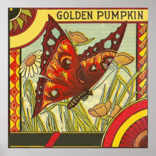 Golden Pumpkin Vintage Crate Label - Print