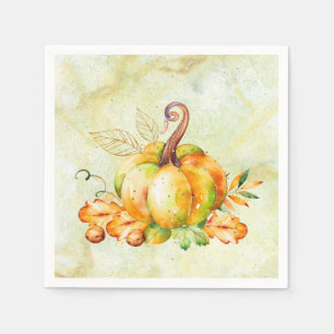 Golden Pumpkin Watercolor Paper Napkin