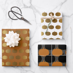 Golden Pumpkin Wrapping Paper Sheet