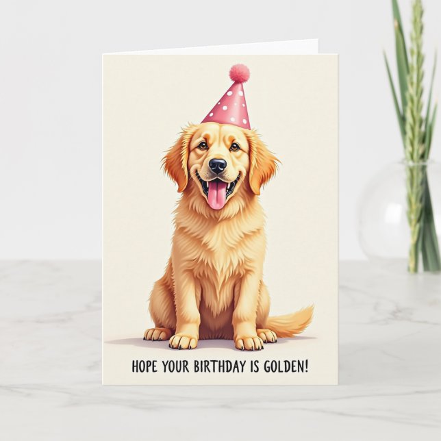Golden Pup Birthday Card (Front)