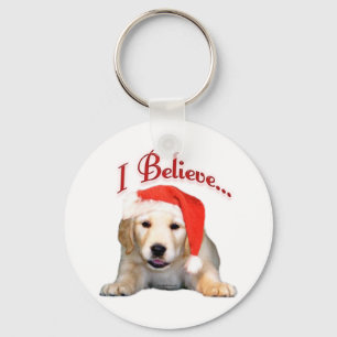 Golden Puppy I Believe Key Ring