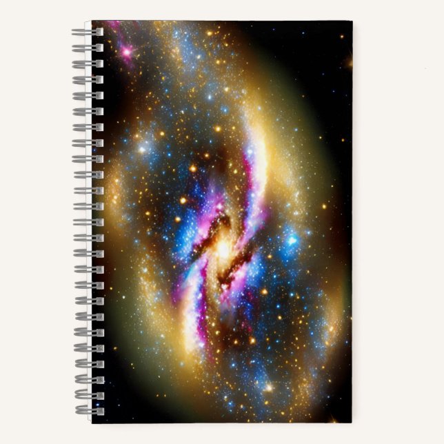 Golden Purple Blue Galactic Cosmos Sky Galactic Notebook (Front)