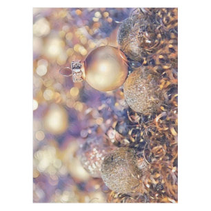 Golden Purple Christmas ornaments watercolor Tablecloth