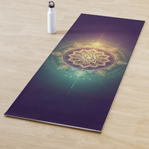 Golden Purple Mandala Glow Yoga Mat