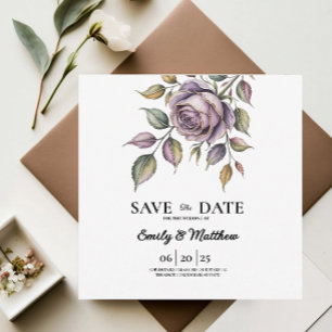 Golden Purple Rose Designer Save The Date