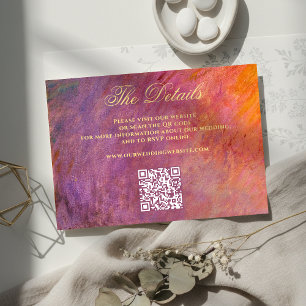 Golden Purple Sunset Sky Monet Art Wedding Website Enclosure Card